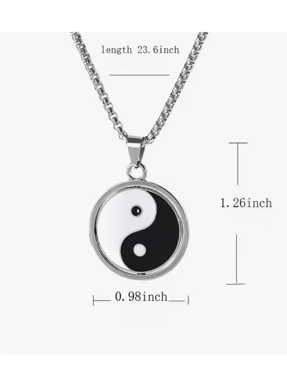 Stainless Steel Yin Yang Necklace Rotating Pendant Symbol Tai Silver Chain N10
